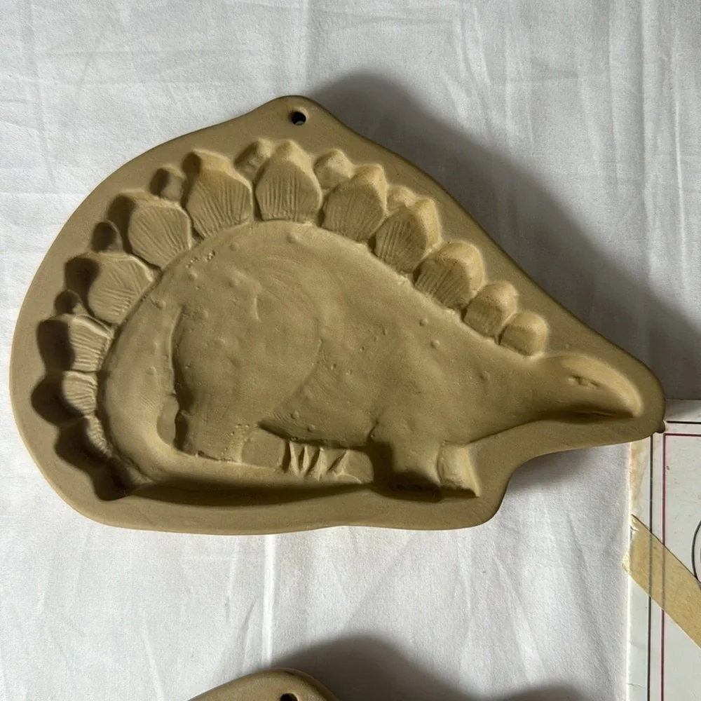 Brown Bag Cookie Art Vintage Ceramic Dinosaur Cookie Mold x2